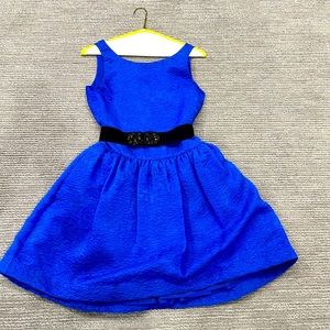 Royal blue cocktail dress with full skirt